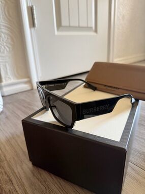 Burberry Black Designer Sunglasses with Dark Lenses